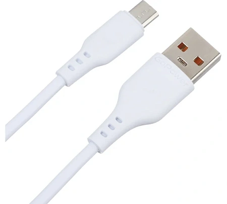 Кабель для передачи данных и зарядки,белый microUSB GoPower GP01M 2.4A