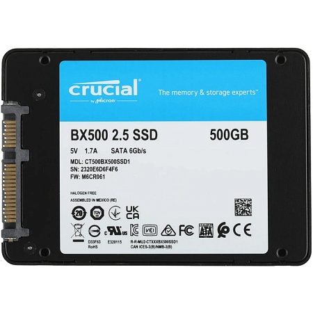 Накопитель SSD SATAIII 2.5" Crucial BX500 (R/W - 550/500 MB/s) CT500BX500SSD1 Накопитель SSD SATAIII 2.5" Crucial BX500 (R/W - 550/500 MB/s) CT500BX500SSD1