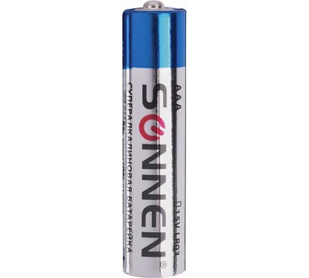 Батарейки КОМПЛЕКТ 2шт, SONNEN Super Alkaline, AAA(LR03,24А),алкалиновые, мизинчиковые, 451095