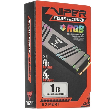 Накопитель SSD M.2 1Tb Patriot Viper VPR100 RGB (PCI-E 3.0 4x,2900/3300МБ/с)