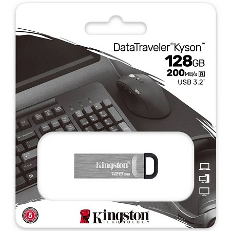 USB Flash накопитель 128Gb Kingston DataTraveler Kyson DTKN/128GB USB3.2 серебристый/ черный