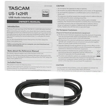 Внешняя звуковая карта Tascam US-1x2HR USB формат звуковой карты 2.0,USB Type-C,24бит/192 кГц,AS Внешняя звуковая карта Tascam US-1x2HR USB формат звуковой карты 2.0,USB Type-C,24бит/192 кГц,AS