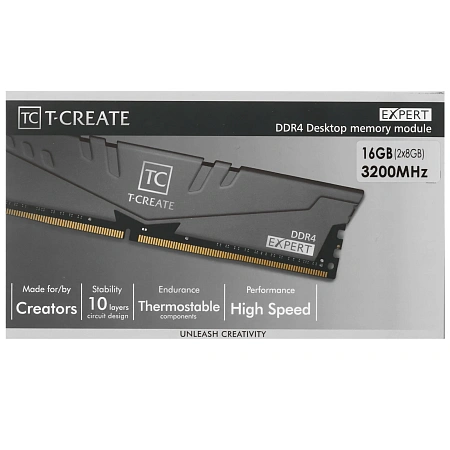 DIMM DDR4 16384Mb 2x8Gb PC28800 3200MHz Team Group T-Create Expert (TTCED416G3200HC16FDC01) DIMM DDR4 16384Mb 2x8Gb PC28800 3200MHz Team Group T-Create Expert (TTCED416G3200HC16FDC01)