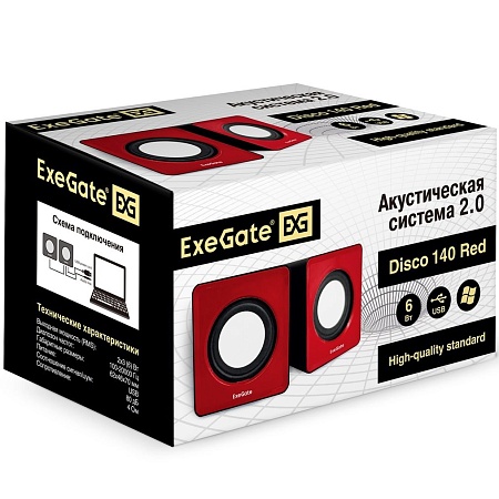 Акустическая система 2.0 ExeGate Disko 140 red (питание USB,2x3W (6W RMS) 100-20000Hz) Акустическая система 2.0 ExeGate Disko 140 red (питание USB,2x3W (6W RMS) 100-20000Hz)