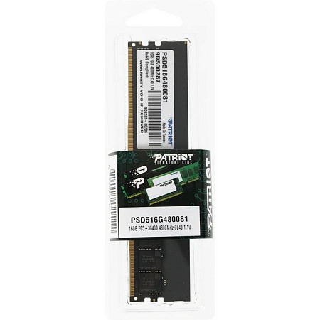 DIMM DDR5 16Gb 4800MHz Patriot PSD516G480081 Signature RTL PC5-38400 CL40 DIMM DDR5 16Gb 4800MHz Patriot PSD516G480081 Signature RTL PC5-38400 CL40