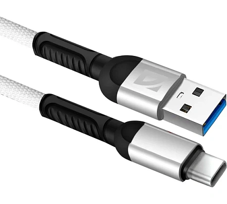 Кабель для зарядки и передачи данных Defender USB кабель F167 TypeC, white, 1м, 2.4А, ткань Кабель для зарядки и передачи данных Defender USB кабель F167 TypeC, white, 1м, 2.4А, ткань