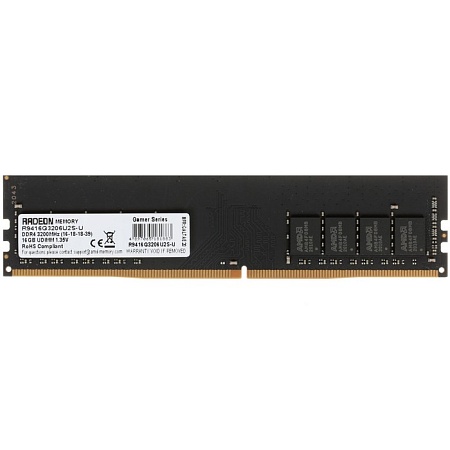 DIMM DDR4 16384Mb PC25600 DDR4-3200 AMD Radeon R9 Gamers Series Black CL16, 1.35V