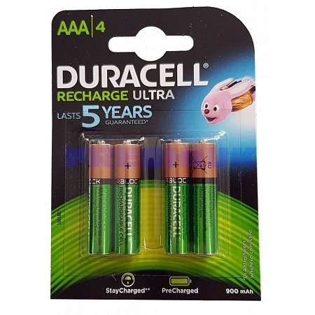 Батарея аккумуляторная Duracell Rechargeable HR03-4BL AAA NiMH 900mAh Батарея аккумуляторная Duracell Rechargeable HR03-4BL AAA NiMH 900mAh
