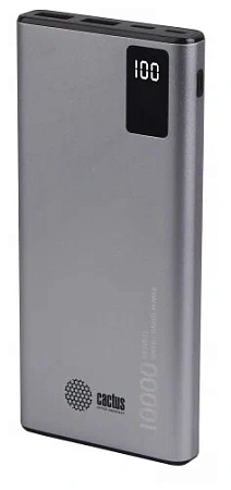 Powerbank мобильный аккумулятор Cactus CS-PBFSLT-10000 10000mAh 4.5A 2xUSB-A/USB-C серый Powerbank мобильный аккумулятор Cactus CS-PBFSLT-10000 10000mAh 4.5A 2xUSB-A/USB-C серый