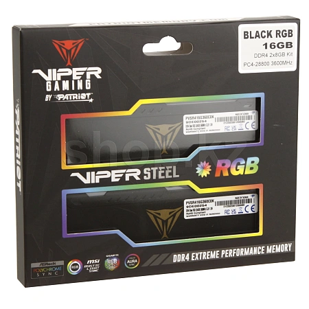DIMM DDR4 16384 2x8Gb DDR4 3600MHz Patriot Viper Steel Gaming RGB (PVSR416G360C0K) CL20 DIMM DDR4 16384 2x8Gb DDR4 3600MHz Patriot Viper Steel Gaming RGB (PVSR416G360C0K) CL20