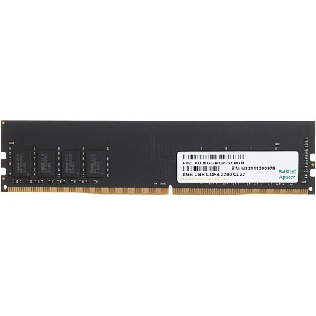 DIMM DDR4 8192Mb PC4-25600 3200MHz Apacer EL.08G21.GSH CL22, 1.2B DIMM DDR4 8192Mb PC4-25600 3200MHz Apacer EL.08G21.GSH CL22, 1.2B