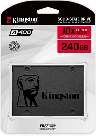 Накопитель SSD 2,5" SATAIII 240Gb Kingston SSD A400 (3D TLC,500/350MB/s,TBW 80,DWPD 0.3 (3 года) Накопитель SSD 2,5" SATAIII 240Gb Kingston SSD A400 (3D TLC,500/350MB/s,TBW 80,DWPD 0.3 (3 года)