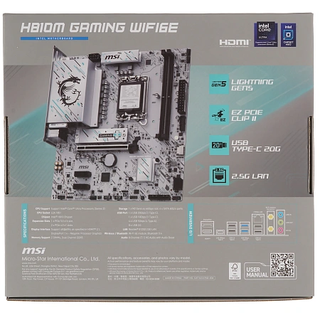 Материнская плата S1851 micro-ATX MSI H810M Gaming WiFi6E (2xDDR5-4800 МГц,1xPCI-Ex16,1xM.2) Материнская плата S1851 micro-ATX MSI H810M Gaming WiFi6E (2xDDR5-4800 МГц,1xPCI-Ex16,1xM.2)