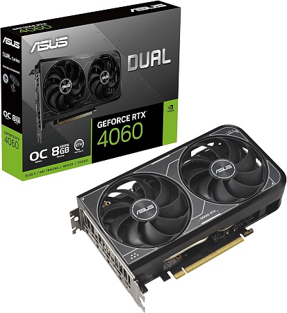 Видеоадаптер PCI-E 8096Mb RTX4060 ASUS Dual V2 OC (GDDR6, 128bit, 3xDp, HDMI, 2FAN RTL)