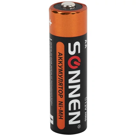 Батарейки аккумуляторные Ni-Mh пальчиковые АА (HR6) 2700 mAh, SONNEN, 455607 Батарейки аккумуляторные Ni-Mh пальчиковые АА (HR6) 2700 mAh, SONNEN, 455607