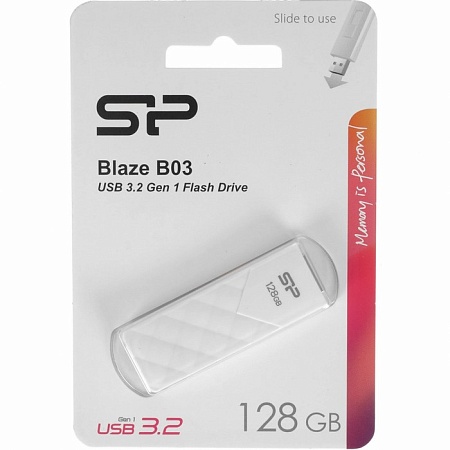 USB флеш-накопитель 128Gb Silicon Power Blaze B03 SP128GBUF3B03V1W USB3.1 белый USB флеш-накопитель 128Gb Silicon Power Blaze B03 SP128GBUF3B03V1W USB3.1 белый