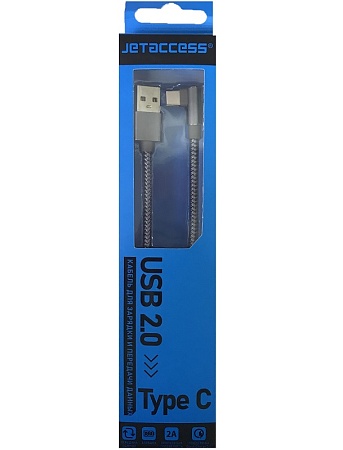 Кабель для зарядки и передачи данных JETACCESS JA-DC35 1м черный(опл.,USB/Type-C,L-shape,QC,2A)