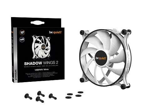 Вентиляторы be Quiet Shadow Wings 2 White 140mm (PWM 4-pin,400-900 об/мин,14.9 дБ,38.5 CFM) Вентиляторы be Quiet Shadow Wings 2 White 140mm (PWM 4-pin,400-900 об/мин,14.9 дБ,38.5 CFM)