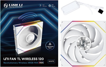 Вентиляторы Lian Li UNI FAN TL WIRELESS 120 12TL1W1W WHITE 120x124x28мм (PWM,ARGB,2600 об/мин (Max