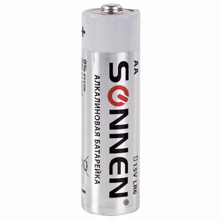 Батарейки SONNEN Alkaline, АА (LR6, 15А), алкалиновые, пальчиковые, 451086